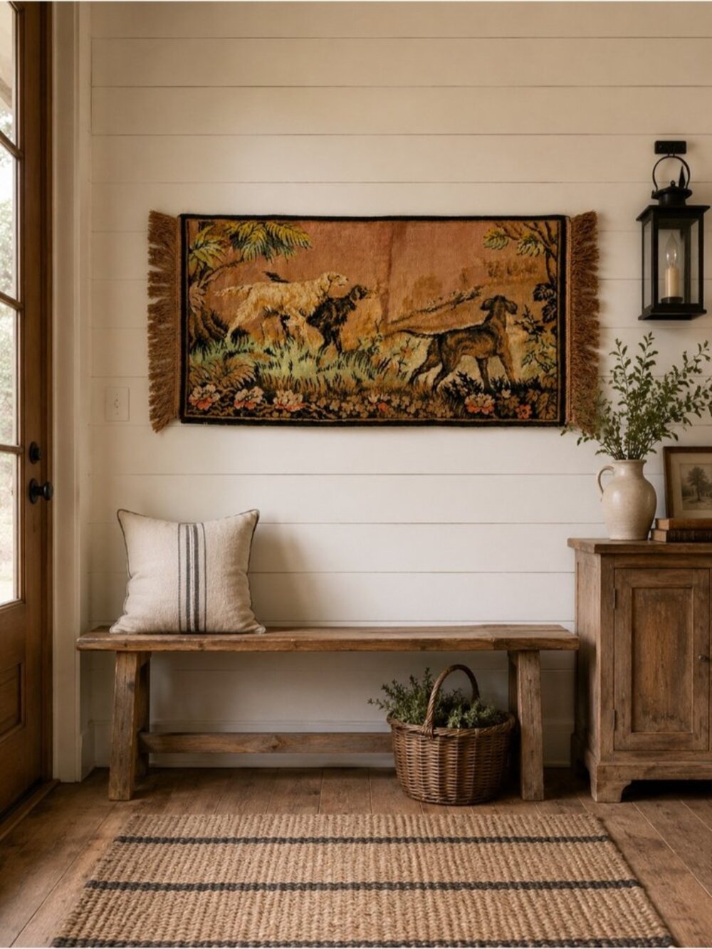 Vintage Hunting Dogs Tapestry Wall Hanging Art Carpet Rug English Country Decor